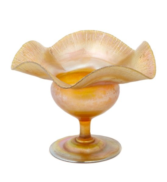 Tiffany Studios Gold Favrile Tazza w/ Ruffled Edge (1 of 7)
