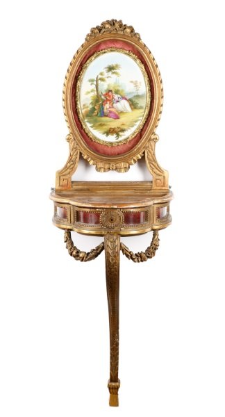 Carved Giltwood and Porcelain Console, 19th C (1 of 10)