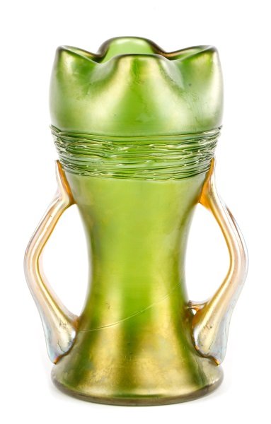 Loetz Ausfuehrung Vase w/ Applied Handles, Marked (1 of 7)