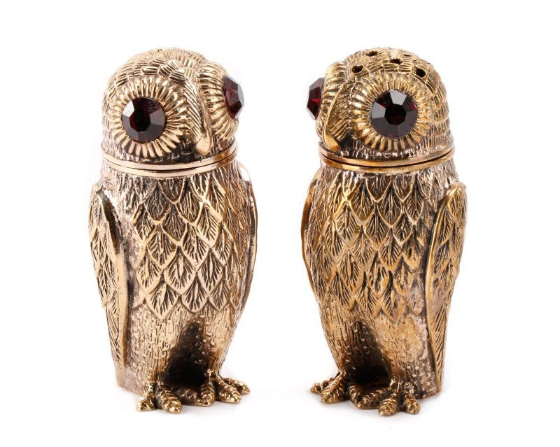 Pair of 800 Silver Owl Shakers with Gold Wash (1 of 10)