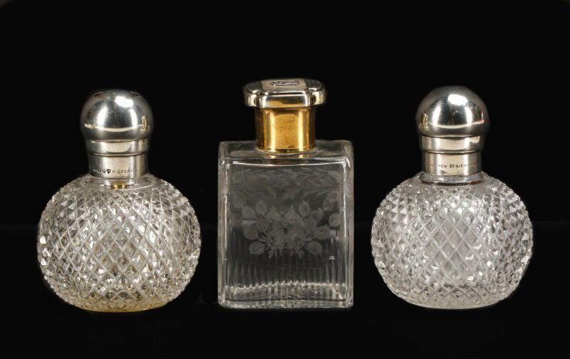3 19th C English Sterling Mounted Crystal Perfumes (1 of 10)