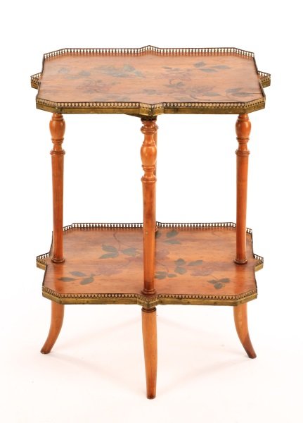 Two-Tiered Paint Decorated Maple Side Table (1 of 10)
