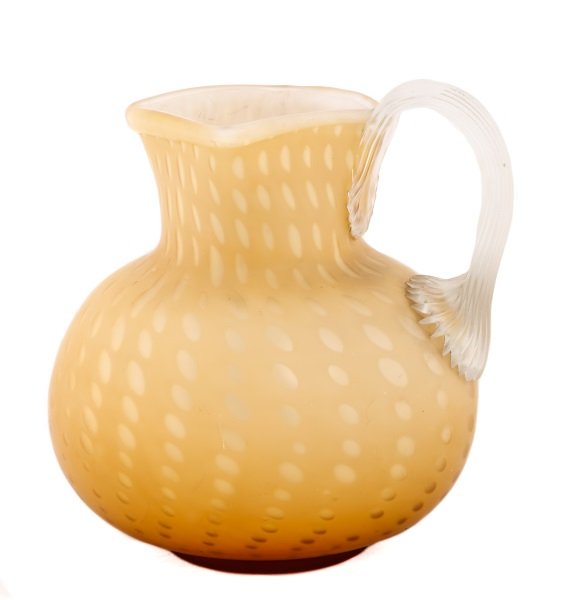 Webb Satin Glass Raindrop Air Trap Pitcher, Signed (1 of 10)