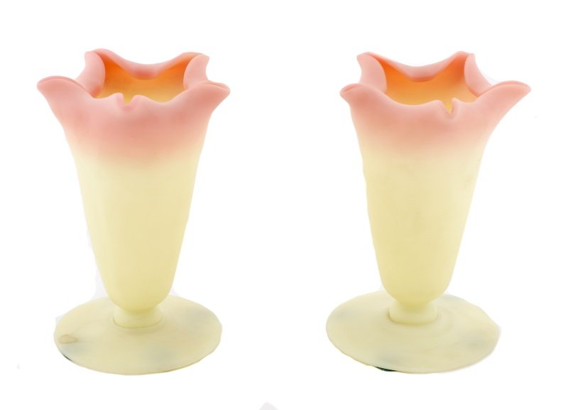 Pair of Webb Patented Queen's Burmese Ware Vases (1 of 7)