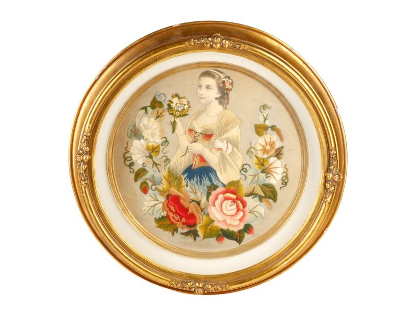 Victorian Lithograph Applique Embroidered Portrait (1 of 10)