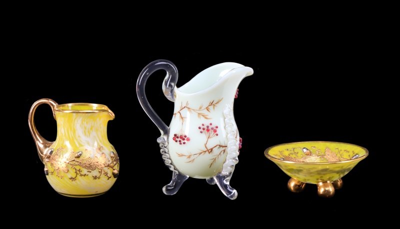 3 Pieces of Art Glass; Loetz & Stevens & Williams (1 of 9)