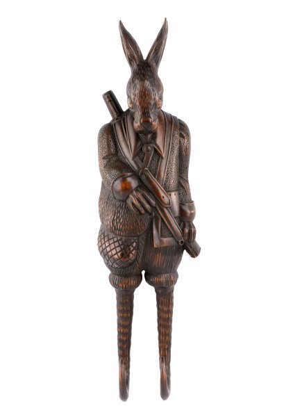 Black Forest Carved Rabbit Motif Whip Holder (1 of 10)