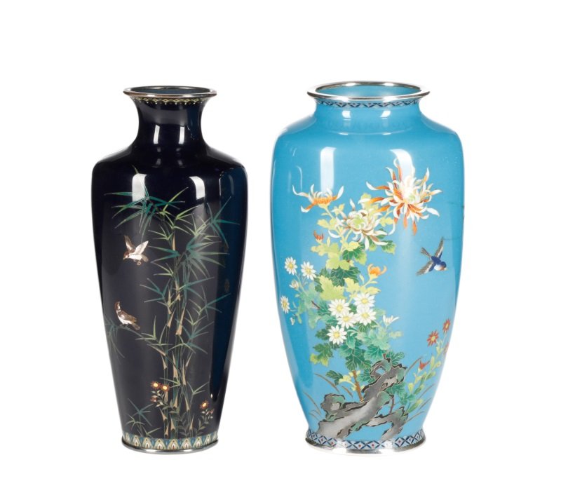 Two Japanese Cloisonne Vases, 20th C. (1 of 6)