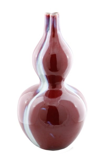 Chinese Triple Spout Double Gourd Flambe Vase (1 of 7)