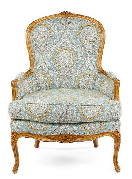 French Provincial Carved Bergere, 19th C. (1 of 10)
