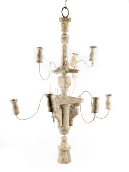French Country Distressed White 9 Arm Chandelier (1 of 7)