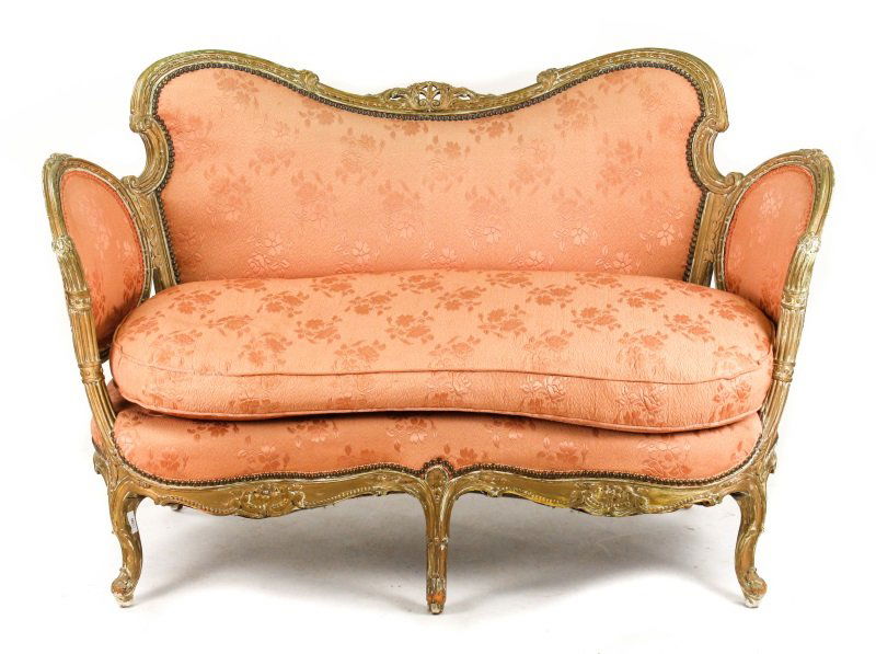 French Rococo Style Paint & Parcel Gilt Settee (1 of 8)