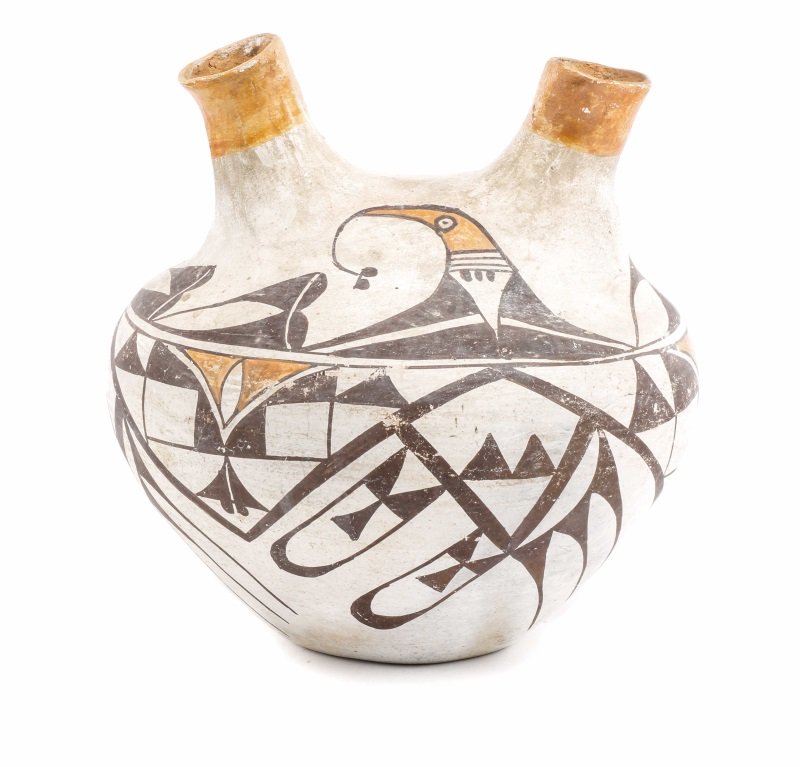 Acoma Double Spouted Pottery Jar, Mid 20th C. (1 of 9)