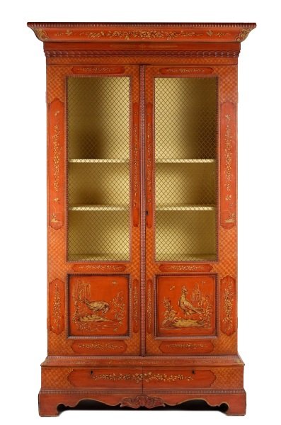 English Chinoiserie Red & Gilt Decorated Cabinet (1 of 10)