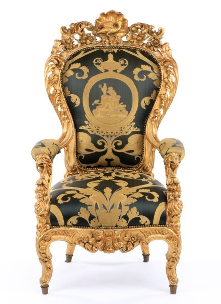 Italian Carved Gilt Poltroncina Armchair, 19th C. (1 of 10)