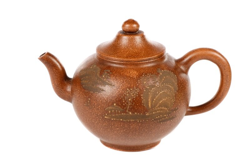 Chinese Yixing Teapot w/ Landscape Scene, Marked (1 of 7)