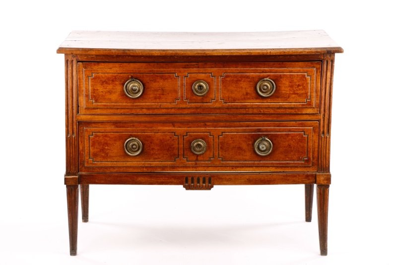 Walnut Two Drawer Commode, 19th C. (1 of 10)