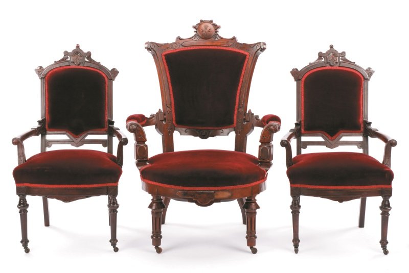 3 Renaissance Revival Velvet Parlor Chairs (1 of 10)