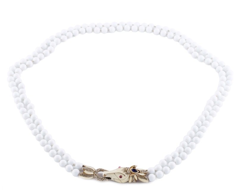 Vintage Ciner Two Strand & Enameled Necklace (1 of 5)