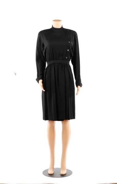Vintage Saint Laurent Black Panel Front Dress, 40 (1 of 10)