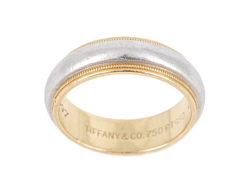 Men's Tiffany 6mm Milgrain Ring, 18k & Platinum (1 of 6)