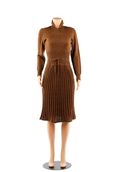 Missoni Vintage 1980s Brown Ribbed Sweater Dress (1 of 10)