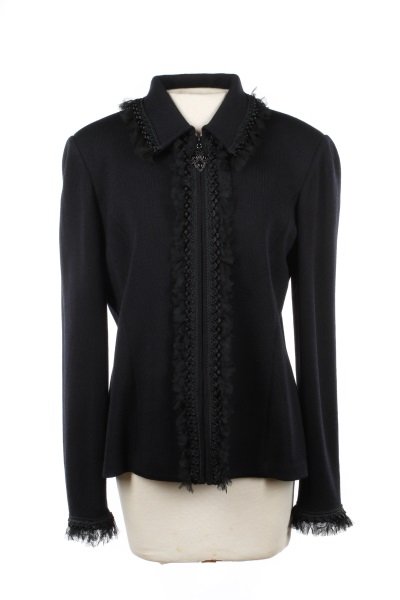 St. John Collection Black Jacket with Silk & Tulle (1 of 7)
