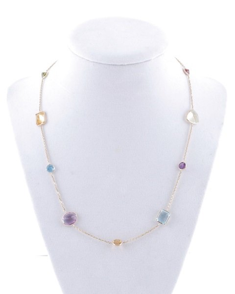 Ladies Delicate 14k Yellow Gold Multi-Gem Necklace (1 of 6)