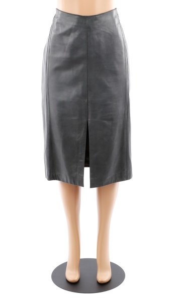 Burberry Prorsum Unworn Gray Leather Pencil Skirt (1 of 8)
