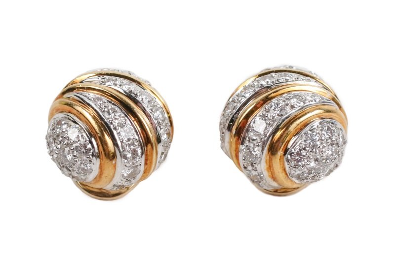 18k Two Tone Gold & Diamond Earrings (1 of 5)