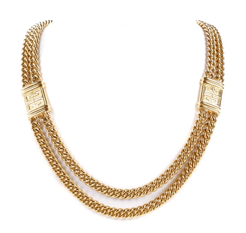 Givenchy Gold Tone Double Chained Necklace (1 of 6)