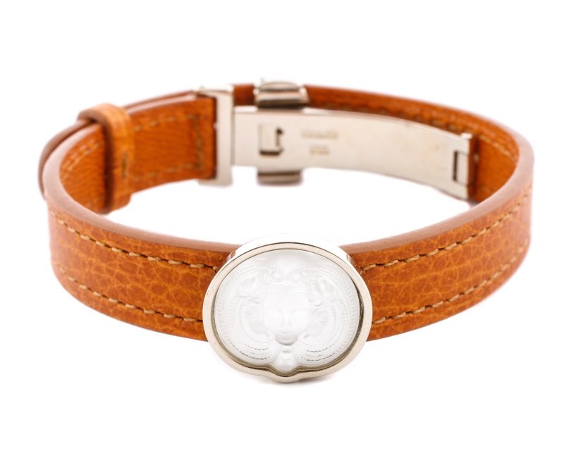 Lalique Brown Leather Band w/ Psyche Masque Charm (1 of 6)