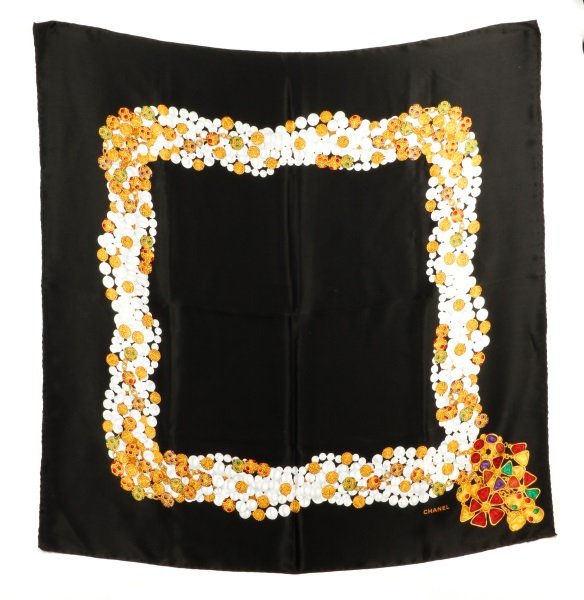 Chanel Silk Scarf (Pearl Necklace Motif) (1 of 10)