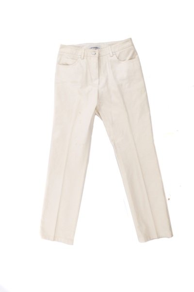 Chanel Off-White Quilted Denim Jeans (1 of 7)