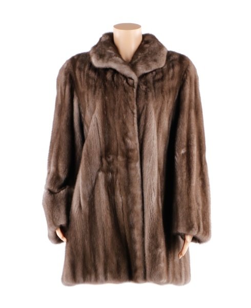 Ladies York Furs Gray-Brown Mink Stroller Coat (1 of 8)