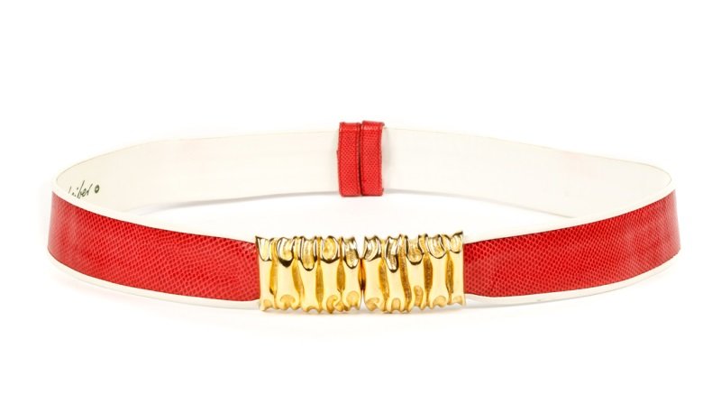 Judith Leiber Contoured Lizard Skin Belt (1 of 8)