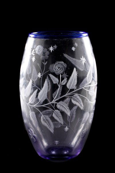 Pairpoint Engraved Alexadrite Glass Vase (1 of 8)