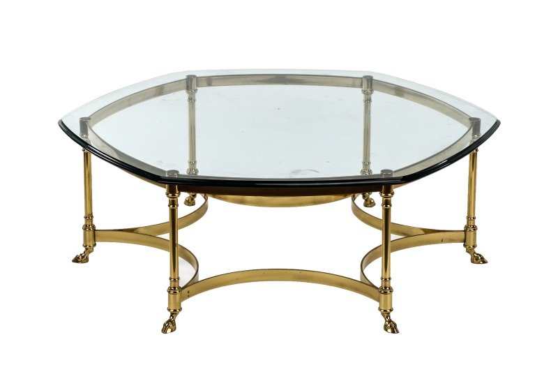 Hexagonal Brass Coffee Table, Attr. to La Barge (1 of 6)