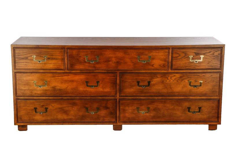 Campaign Style Seven Drawer Dresser Henredon