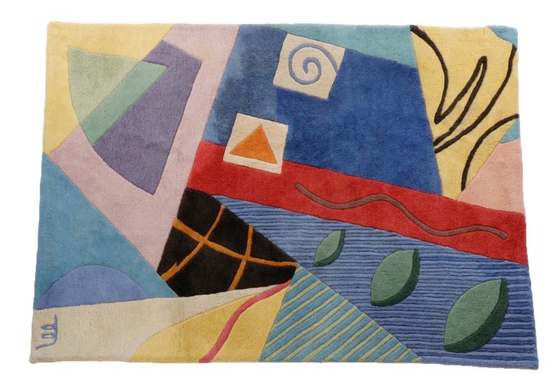 Mid Century Modern Wool Abstract Area Rug, Signed (1 of 8)
