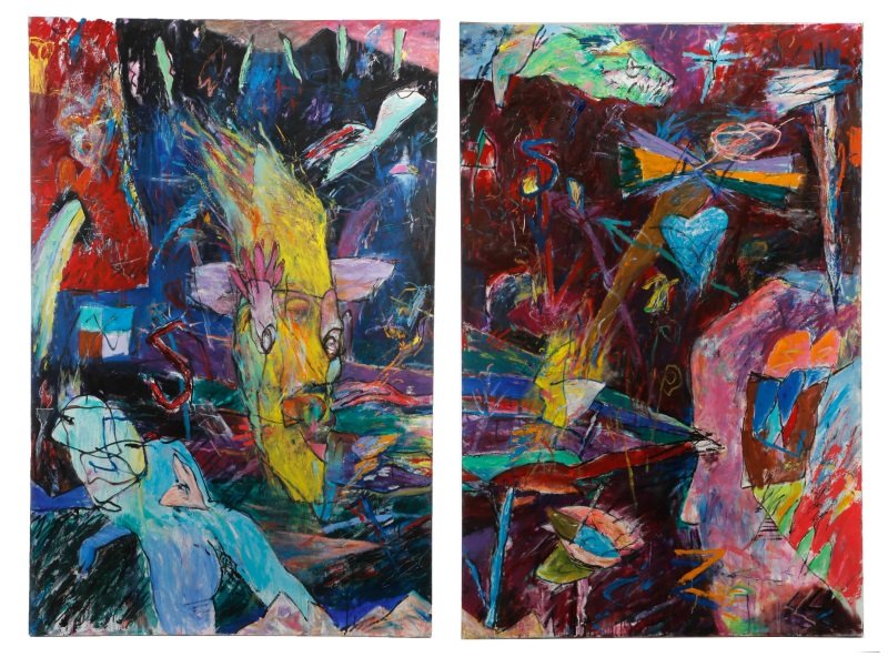 Ford Crull Abstract Oil on Canvas Diptych, 70"x92" (1 of 9)
