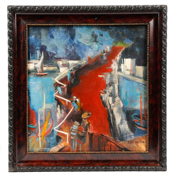 Vilmos Aba Novak, Figures on Bridge, Signed (1 of 8)