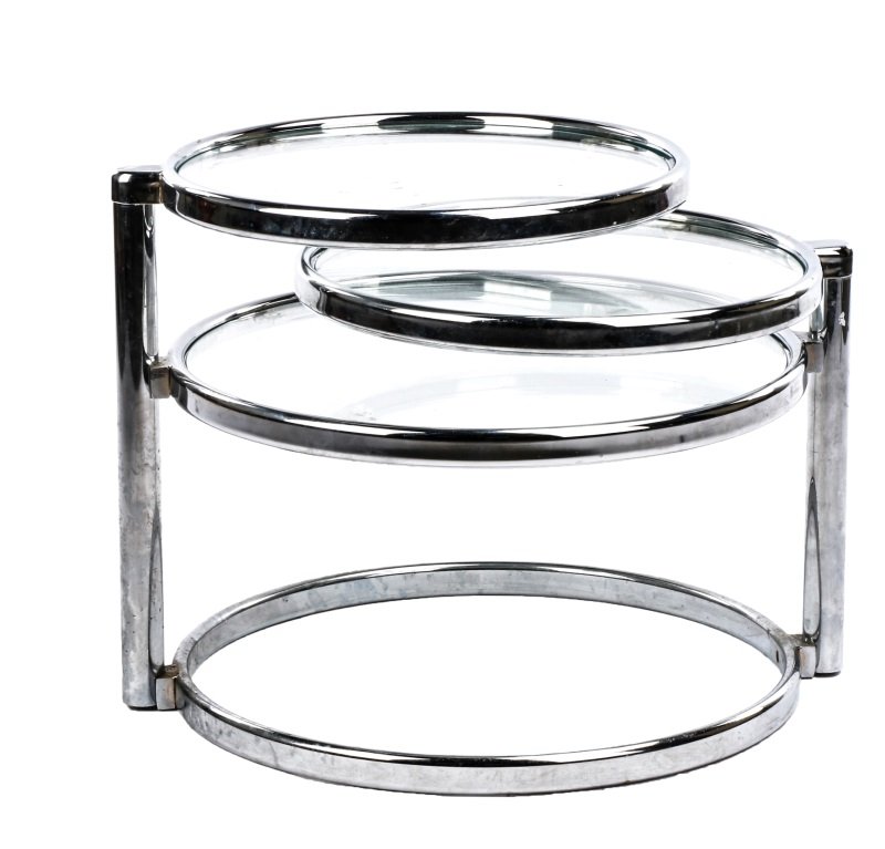 Mid Century Modern Chrome & Glass 3-Tier Table (1 of 5)