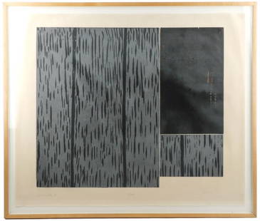 Sean Scully Pencil Signed AP 3/10 Woodcut, "Block": Sean Scully (Irish/ American, b. 1945). "Block" - 1986, woodcut in colors, artist's proof edition 3/10, pencil signed and dated lower left margin, pencil titled lower center margin, pencil numbered lo