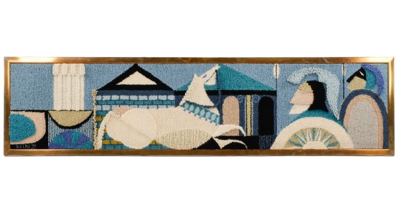 Bill Hinz Hooked Wall Hanging, Ancient Roman Scene (1 of 7)