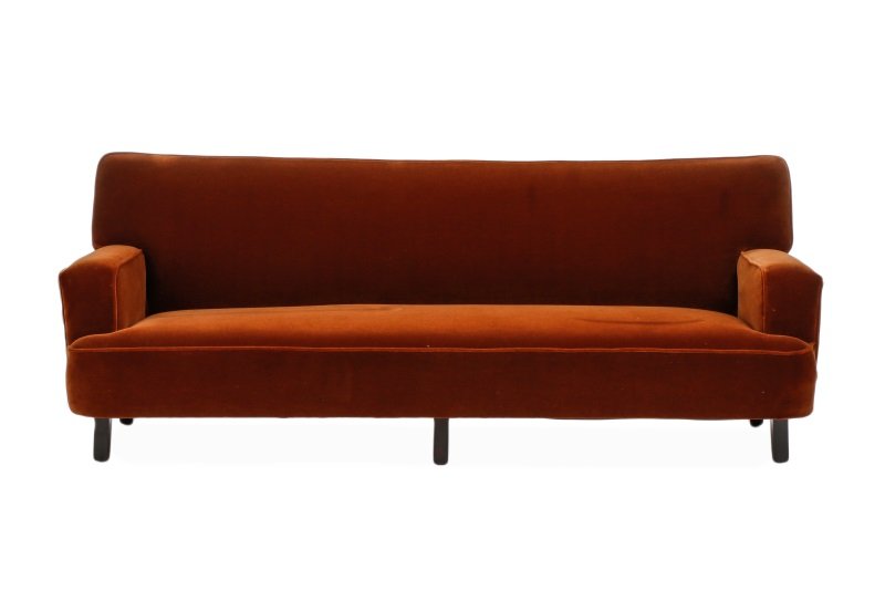 Mid Century Cognac Mohair Sofa, George Nelson (1 of 9)