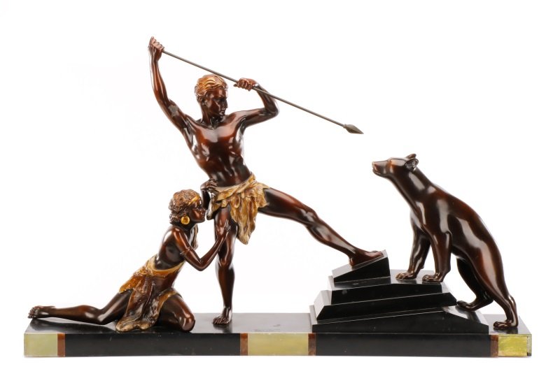 Art Deco Cast Metal Figural Group, Uriano (1 of 9)