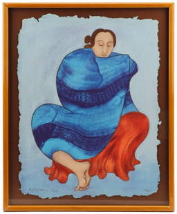 Richard Gorman Signed Serigraph "Kirsten" 29/200: Rudolph Carl Gorman (American, 1931-2005). "Kirsten" - 1989, 12 color serigraph on handmade paper, limited edition 29/200, published by Papeles Press (Taos, New Mexico), pencil signed and dated lower