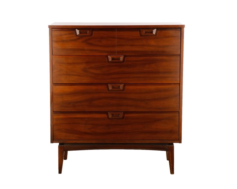Mid Century Modern Walnut 4 Drawer Dresser (1 of 5)