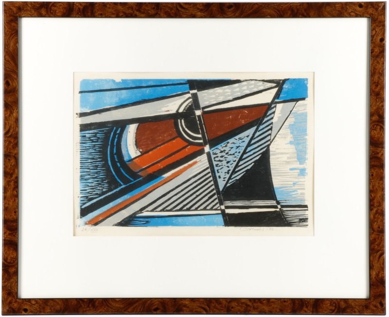 Werner Drewes '82 Signed Woodcut, "Dynamic Thrust" (1 of 8)